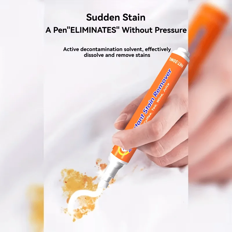 Portable Stain Remover Pen, No‑Rinse Travel Fabric Cleaner, Removes Grease, Blood, Coffee Stains for Multi‑Fabrics