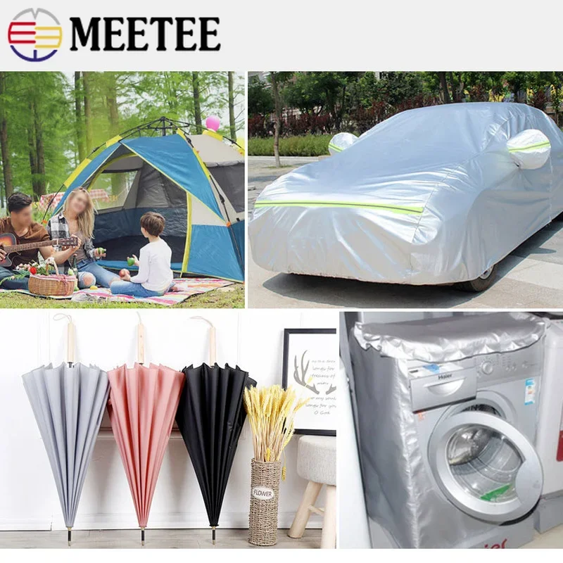 Meetee 100*148cm 190T Thin Waterproof Silver-coated Fabric Outdoor Sunscreen Sunshade Ripstop Umbrella Cloth Tent Material