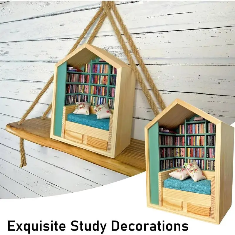 Anxiety Bookroom Shake Away Your Anxiety Bookshelf Toy Books Decor Set Unique Stress Reliever Bookroom Miniature Bookshelf - Image 2