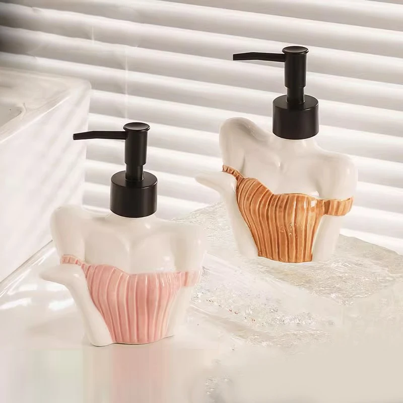 

210 мл Европейская керамическая женская бутылка для лосьона, абстрактная фигура, скульптура, орнамент, дозатор мыла для ванной комнаты, бутылка для хранения домашнего лосьона