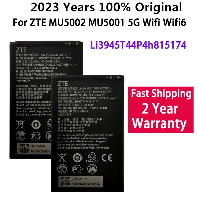 New Original Li3945T44P4h815174 Battery For ZTE MU5002 MU5001 5G Wifi Wifi6 Portable Wireless Router Battery Bateria Fast Ship