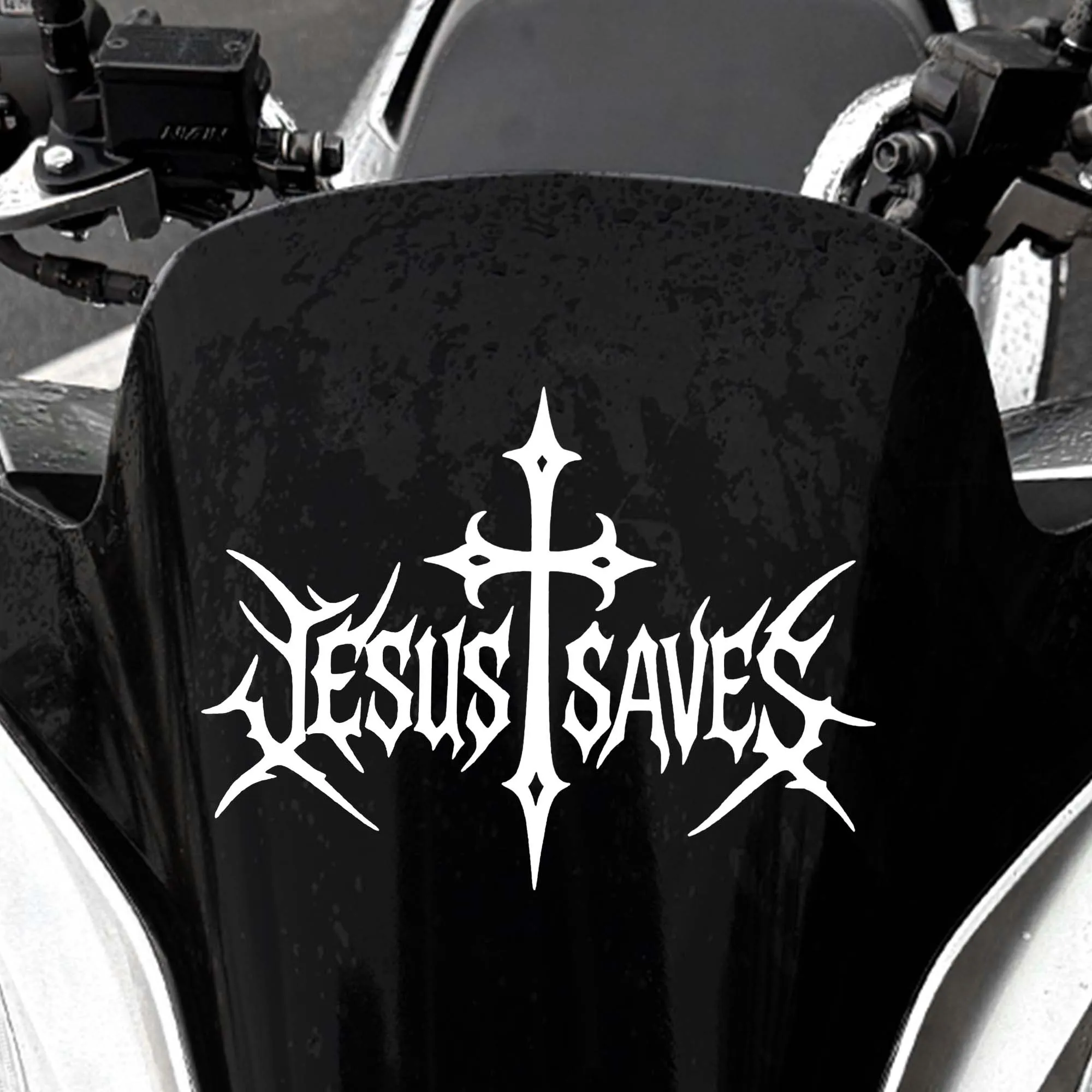 

Waterproof, Suitable for Dome, Fuel Tank, Car Rear Windshield, Window Decor Creative "Jesus Saved" Motorcycle Sticker