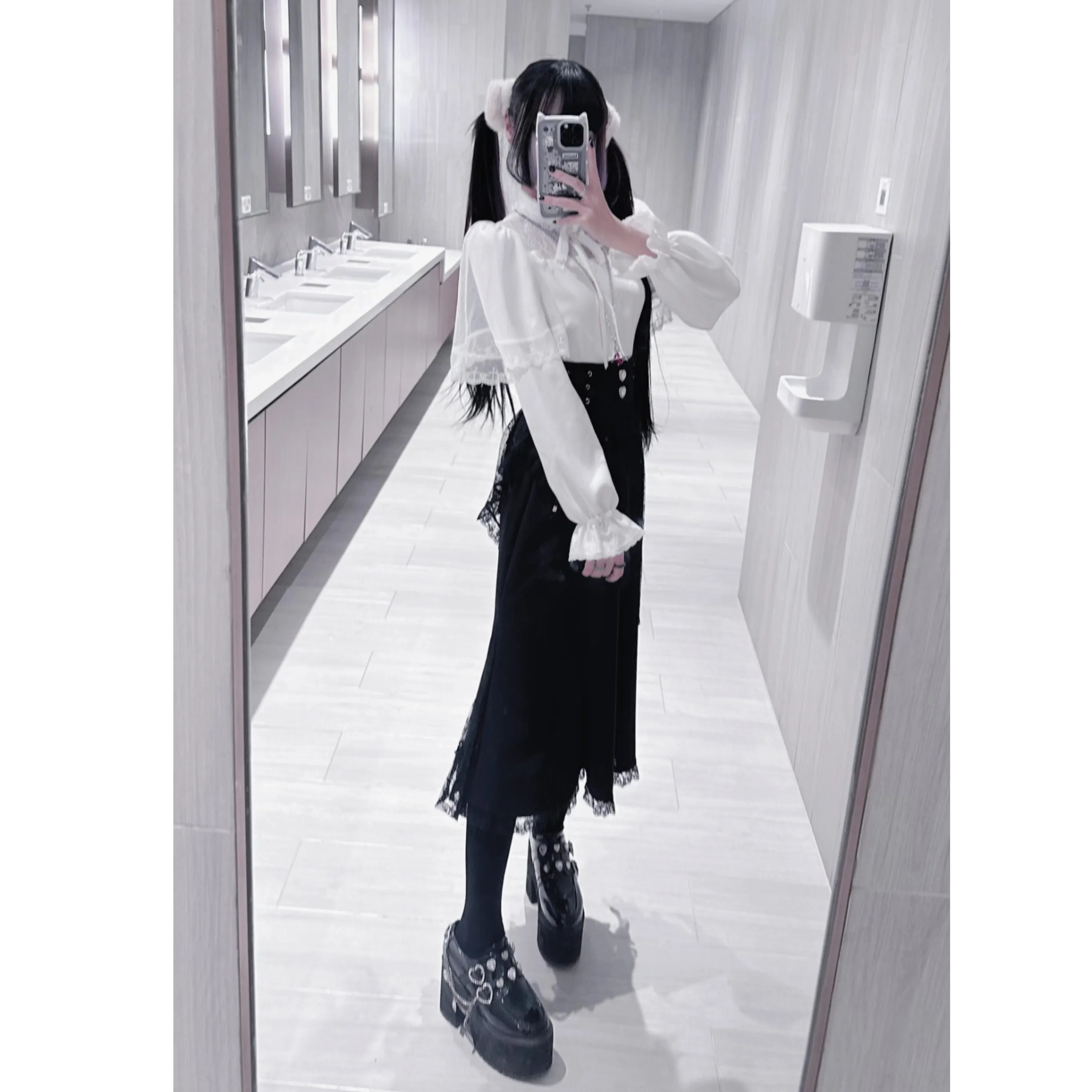 Japanese Kawaii Fishtail Long Skirt High Waist Ryousangata Seiso Kei Girly Alternative Fashion Women's Skirt