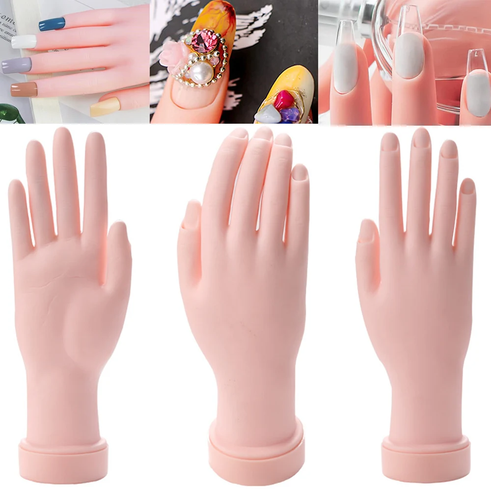 

1/2Pcs Manicure Practice Hand Prosthetic Nail Hand Training Model Flexible Movable Soft Nail Fake Finger Nails Manicure Tools