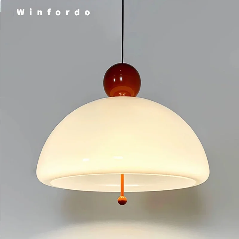 

Nordic retro restaurant flower bud pendant light cream glass postmodern living room LED pendant light bedroom bar pendant light