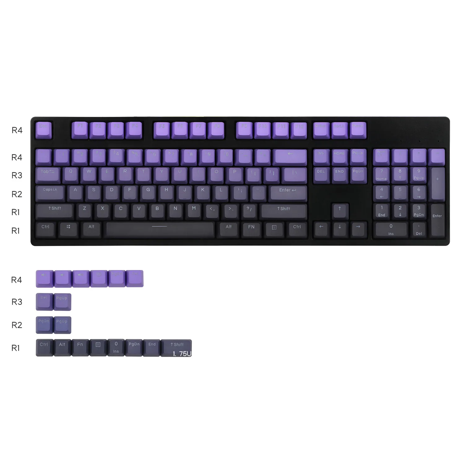 【Skyline】topi Kunci OEM Donglai Ungu Transparan Kata PBT 87 104 108mx1.0 6.0 8.0 Keyboard Mekanis