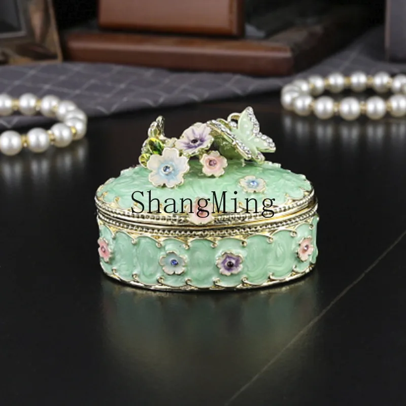 

CL Cherry Blossom Oval Jewelry Box Ring Flip Storage Box High-end Jewelry Small Ornament Gift Ornament