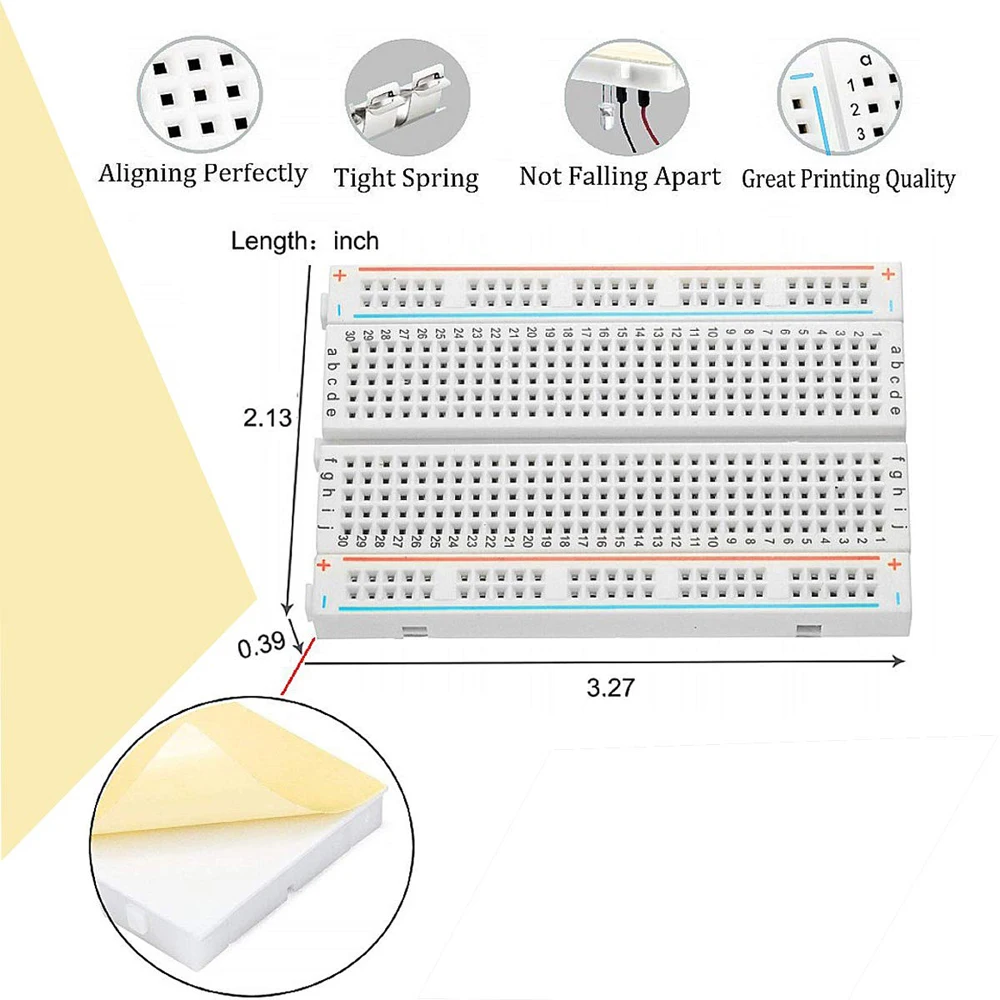 Breadboard Jumper Wire Kit con tavola per il pane a 400 punti + 65 pezzi di più dimensioni M/M Jumper Wire + 140 pezzi 2-125mm Jumper Wire