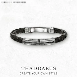 Pulsera de cuero con Cruz para hombre y mujer, joyería informal de Plata de Ley 925, regalo para amantes
