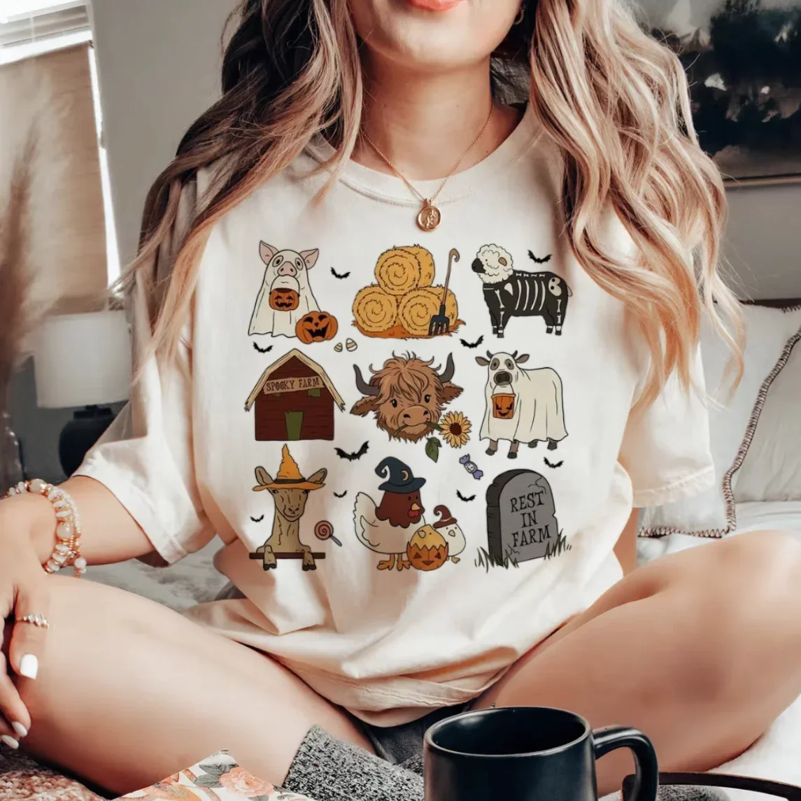 Clothing Women's 90s Style Cute and Trendy Versatile T-Shirt Short Sleeved Women's Casual Fashion Pattern Women's Cartoon T-Shir