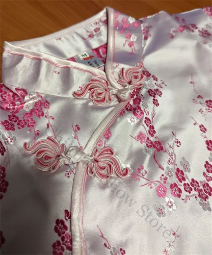 Imagen 2 del producto Ropa Tang azul lago para mujer, Tops Qipao ajustados, camisa Vintage con cuello mandarín, disfraz de estilo chino, blusa de gran tamaño, ropa de satén