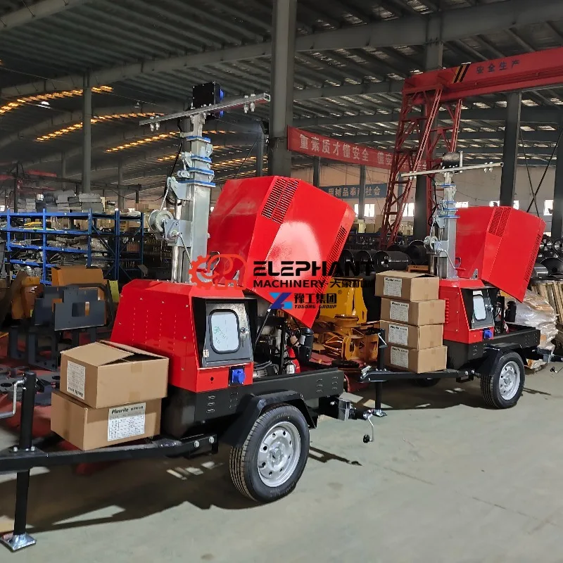 Hot Sale 7m Diesel Generator Mobile Lighting Tower White LED Outdoor Industrial Emergency Light Tower