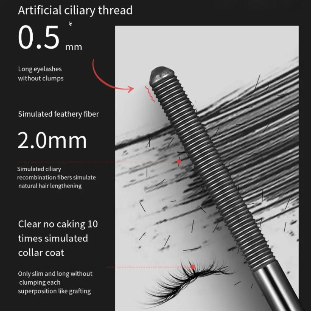 Eyelash Primer Mini Steel Tube Mascara Natural Black 3D Silk Fiber Eyelash Primer Non Smudging Long-lasting Eyelash Long-lasting