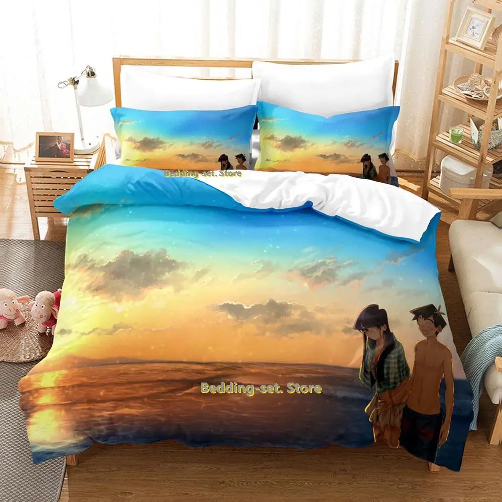 

New Komi Can't Communicate Bedding Set Cartoon Anime three-piece set Adult Kid Bedroom Duvetcover Sets 3D Kawaii Girls bedding