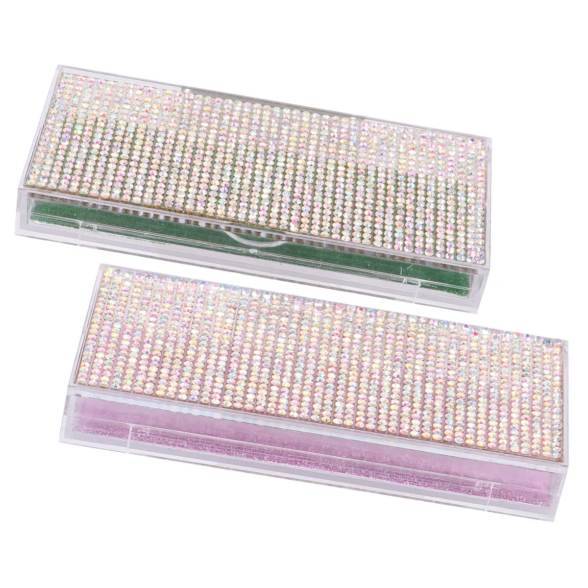 

2Pcs False Eyelash Storage Case Rhinestone Design Candy Color Easy Open Eyelash Organizer Perfect for Salon Personal