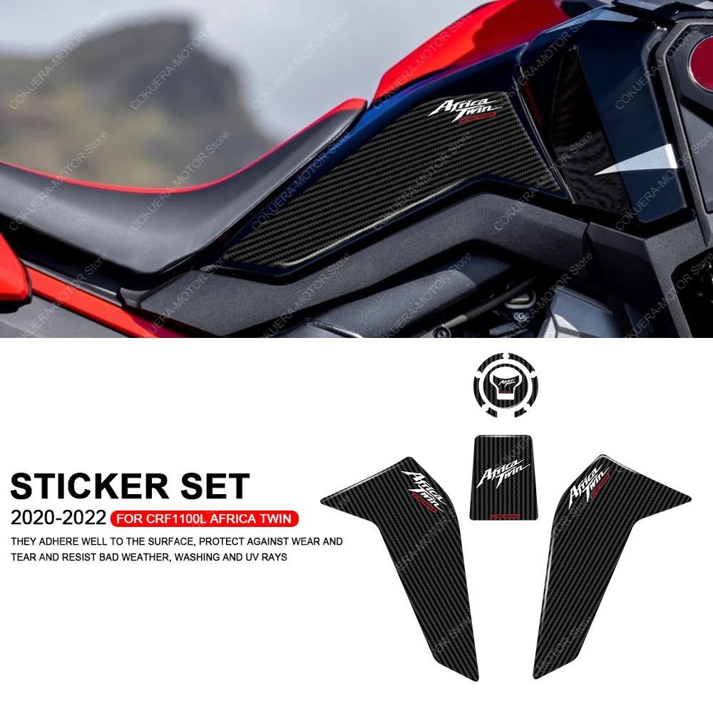 

For CRF1100L Africa Twin 2020-2022 Motorcycle Tank Pad Sticker 3D Epoxy Resin Protective Sticker Set