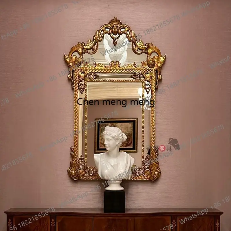 

French engraved enigma mirror wall-mounted luxury decorative mirror European retro dresser engraved makeup mirror