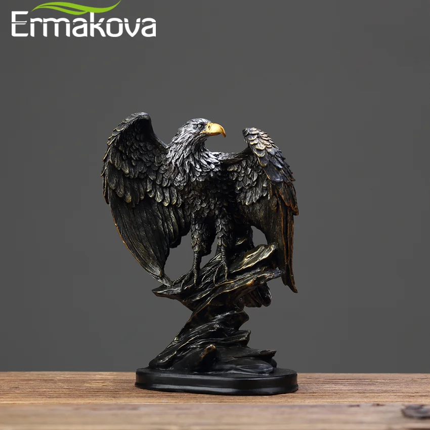 ERMAKOVA Retro Eagle Sculpture New Room Decoration Ornaments Wealth Animal Office Home Study Living  Abstract Statue Decor