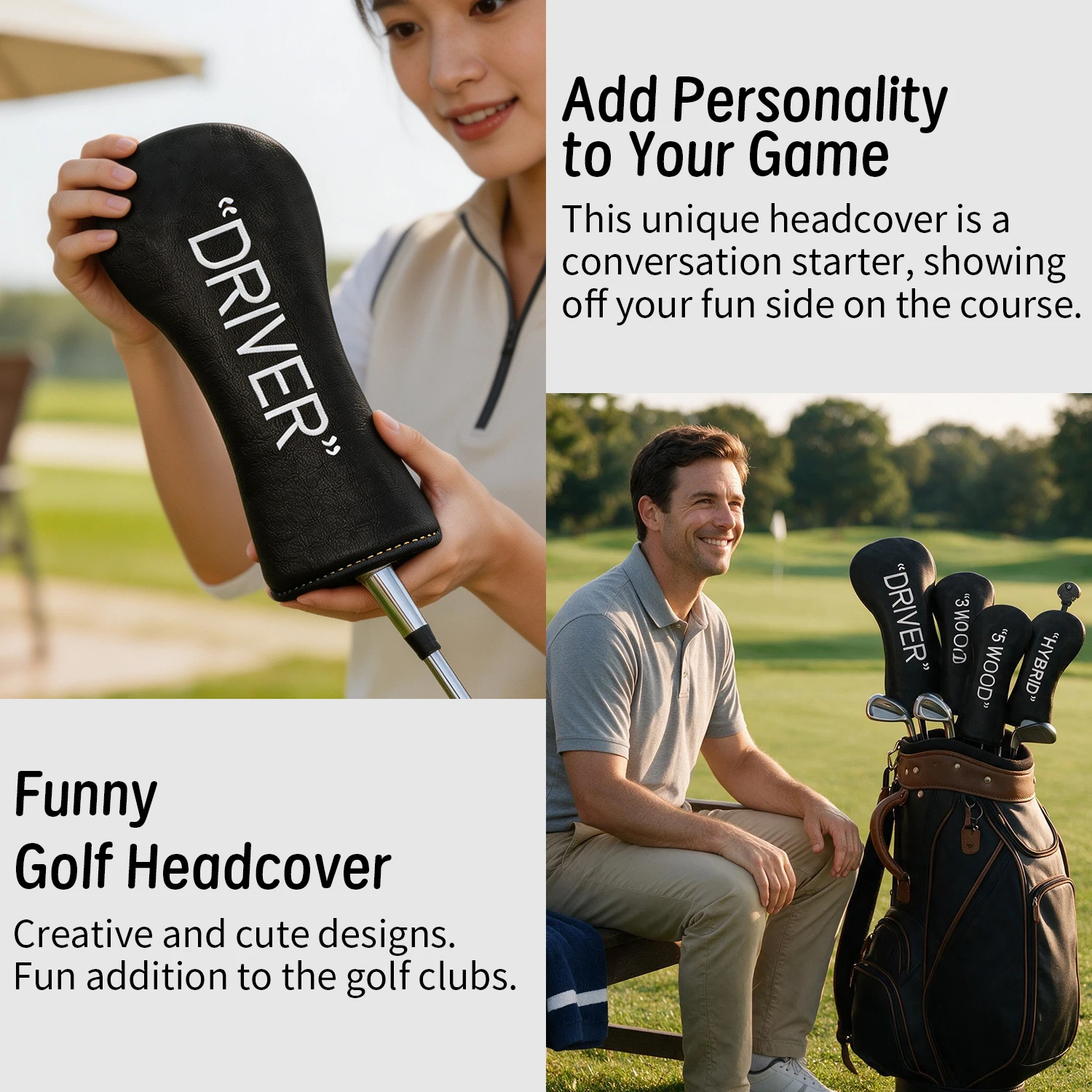 1pc/4pcs Letter Printed Golf Headcover, Golf Club Protector for Driver, Fairway, Hybrid, Portable Accessory for Outdoor Golf image 4