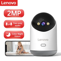 Lenovo-Caméra de surveillance intérieure IP WiFi HD 2MP, dispositif de sécurité domestique sans fil, avec suivi automatique, babyphone vidéo