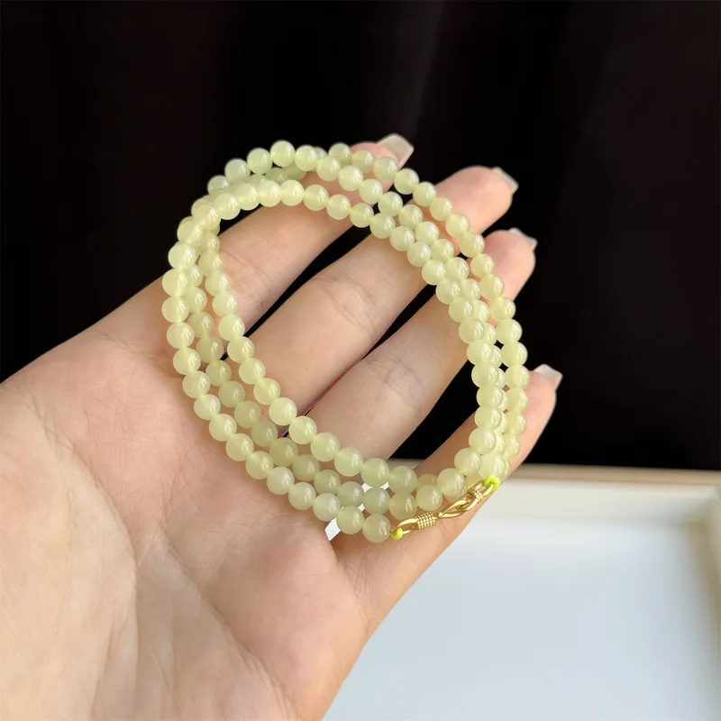 Ruoqiang 5Mm , Natural-Bottom Huangkou Material Round Bead Necklace