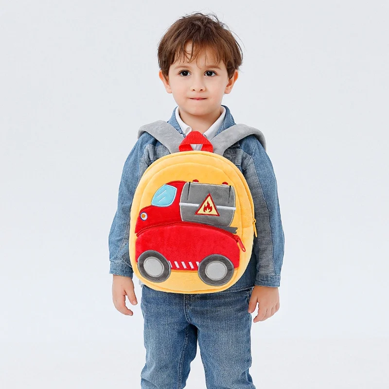 Engineering Vehicle Series Cute Children\'S School Bags Excavator Backpacks Plush Backpacks for Girls and Boys Toddler Bags