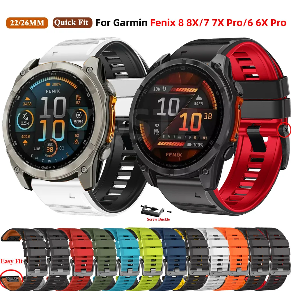 

22mm 26mm Quickfit Silicone Watchband For Garmin Fenix E 8 7X 7 Pro 6X 6 5 5X Plus 3HR Fenix E Epix Bracelet Forerunner 955 965