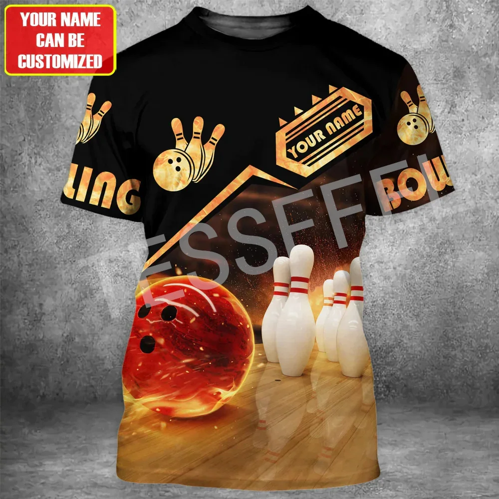 NewFashion Custom Name Sports Bowling Player Tattoo Summer Harajuku 3DPrint Streetwear Casual T-Shirts Men/Women Short Sleeves C