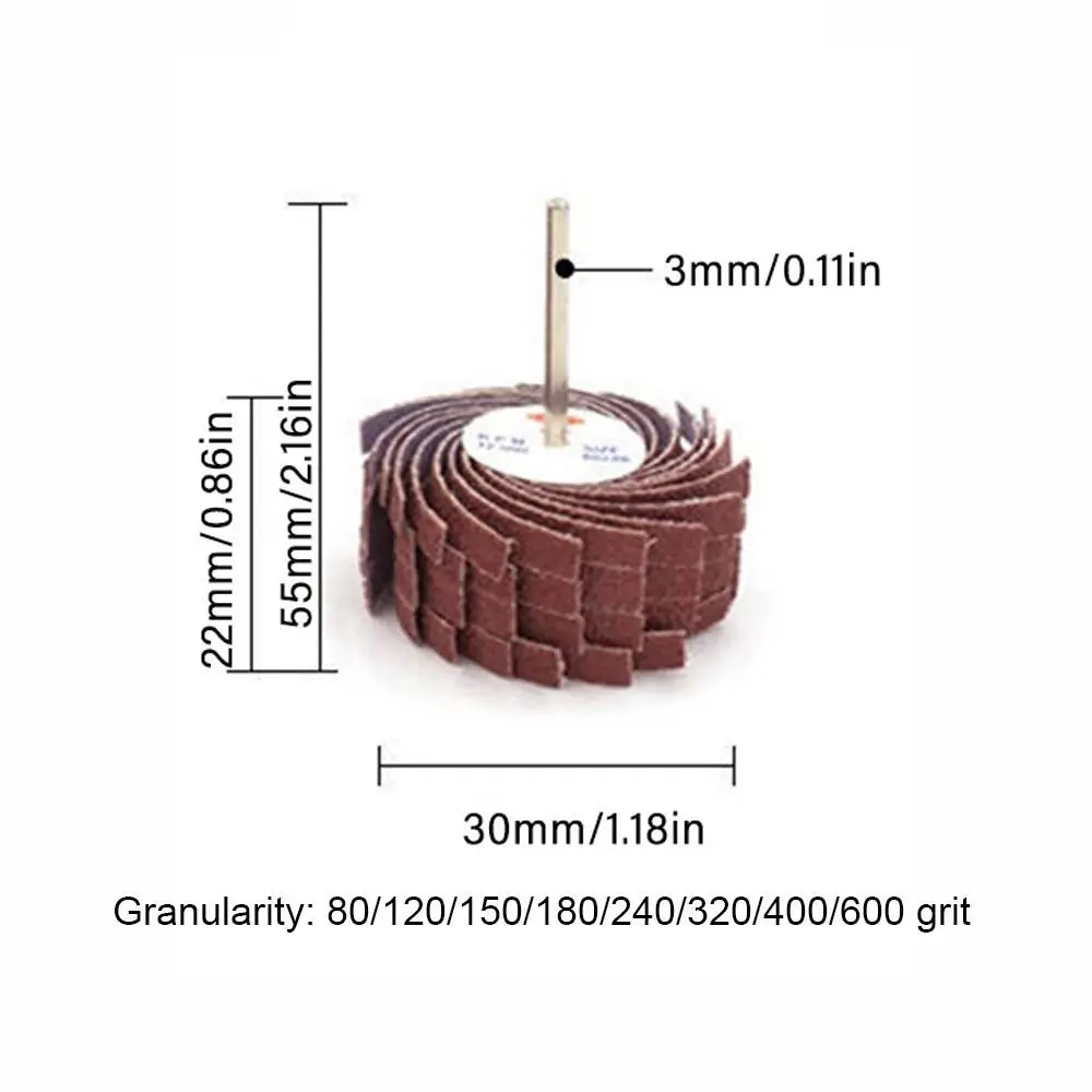 Imagem -05 - Roda de Pano de Lixamento para Madeira e Metal Cabeça de Moagem Abrasiva Derusting Lustring e Polimento Superfície Curva mm Shank 80600 Grit