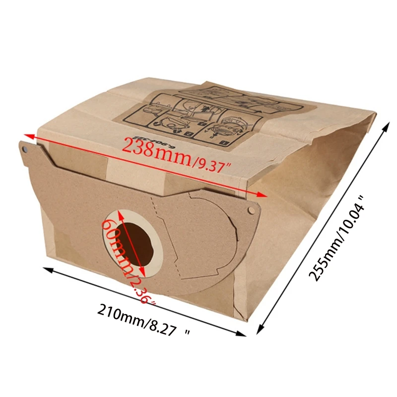 Пылесос для микрофильтрации, бумажный мешок с пылевым фильтром, грязевые мешки большой емкости для Karcher
