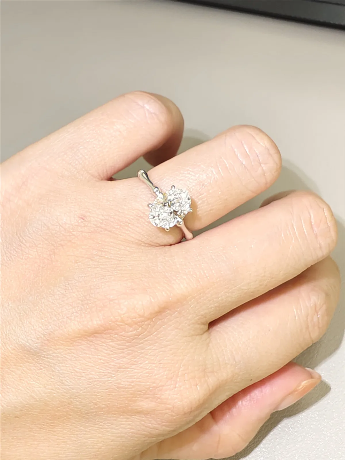 خاتم زفاف من الخيزران الماسي المزروع بالمختبر بأربعة شقوق بيضاوي 3 قيراط من الذهب الصلب عيار 18 قيراط، خاتم خطوبة مجوهرات متقدم، بلاتينو