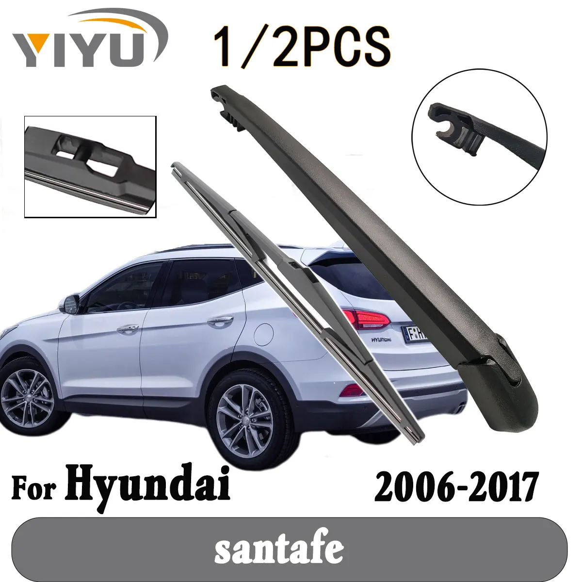 

1/2PCS Rear Wiper Blade Wiper Arm Windshield Windscreen Clean Tailgate Window Car Rain Brush For Hyundai santafe 2006--2017