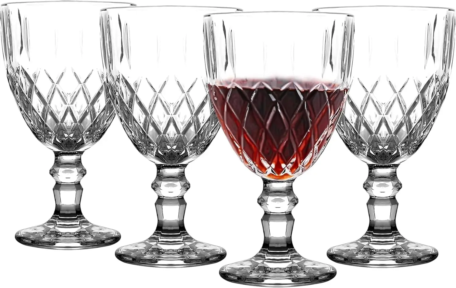 

Wine Glasses - Goblet Glasses Set of 4 - Stemmed Glass Cups - Clear Beverage Goblets 11.5 oz