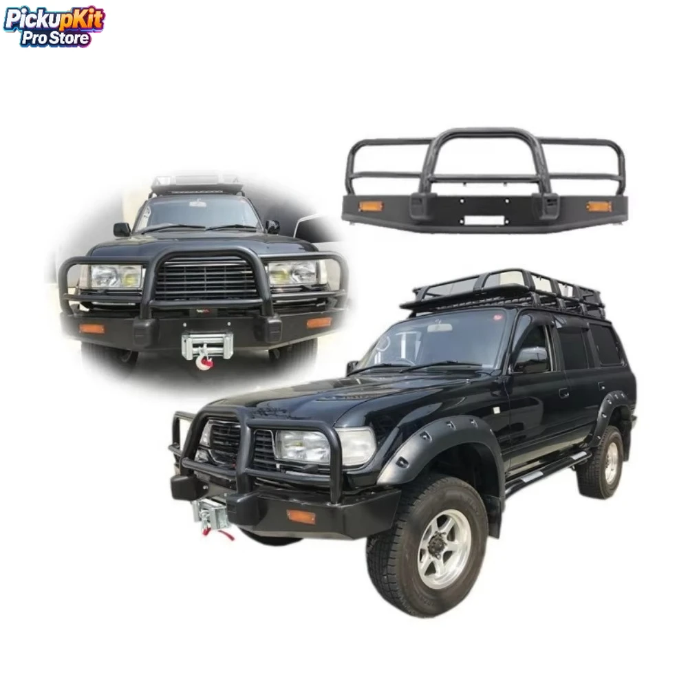 

Land Cruiser 80 Off-road Front Bumper Winch Mounted Grille Guard Steel Gloss Black