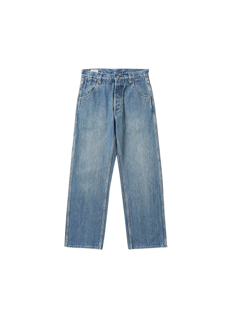 

Винтажные джинсы CondeDenim с ручной талией, рабочая одежда, брюки цвета хаки, прямые джинсы в стиле ретро для мужчин, повседневные удобные без раковины