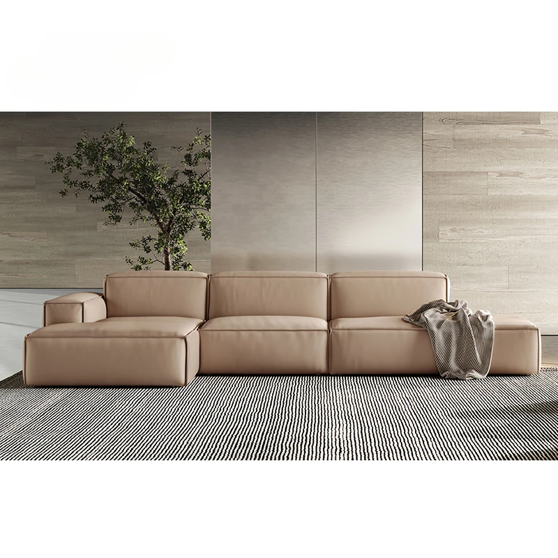 Tofu block genuine leather full leather sofa living room 2023 new free combination module direct row