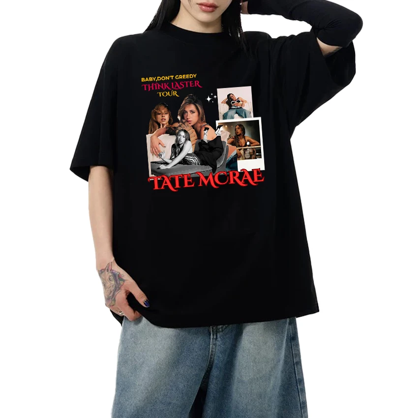 

Summer New in Tate McRae Tour 2025 Graphics short sleeve T-shirts Men Women Fashion 100% Cotton T shirt Unisex Oversized Tops