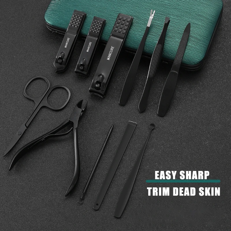 11 Uds cortaúñas, kits de manicura camaleón arcoíris, juego de pedicura profesional de acero inoxidable, tijeras para uñas, lima de uñas,