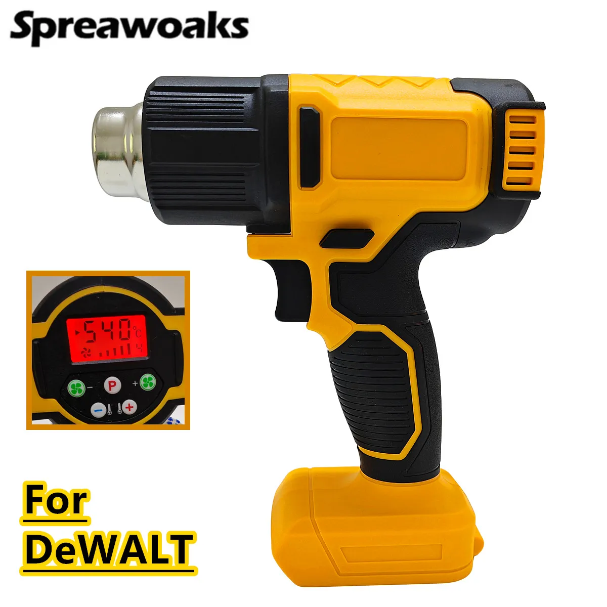 

Cordless Hot Air Gun 60-540℃ Adjustable Heat Gun 4 Wind Speed With 3 Nozzle LCD Display Power Tools For DeWALT 20V 18V Battery