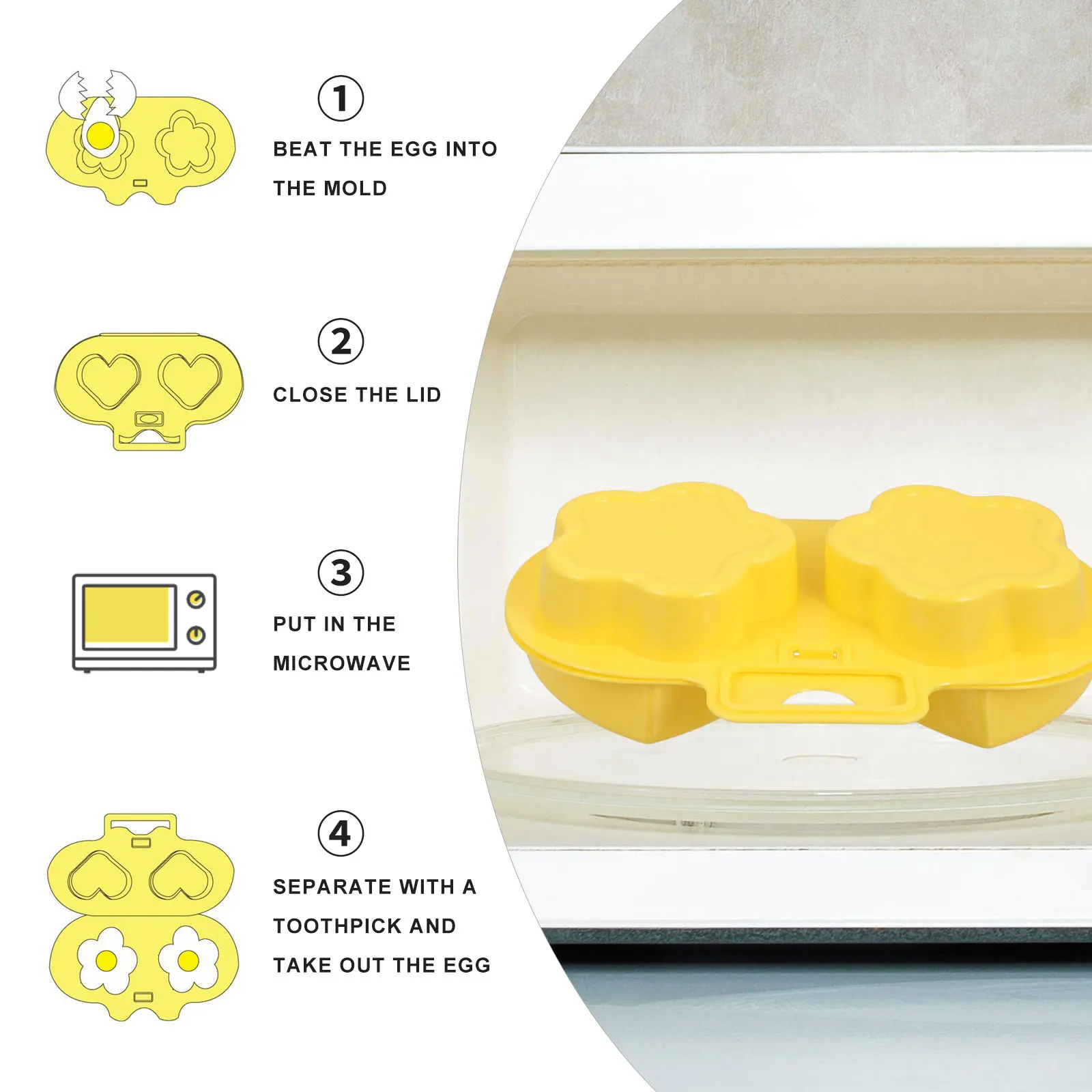 

3 Pcs Egg Steamer Mold Kitchen Utensil Microwave Shaping Tool Safe PP Foldable Storage Egg Cooking Poacher