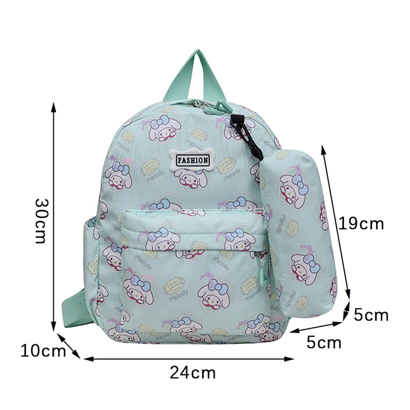 Sanrio Cute Melody Large Capacity Backpack Children Cartoon Schoolbag Fashion Printed Travel Bag School Supplies