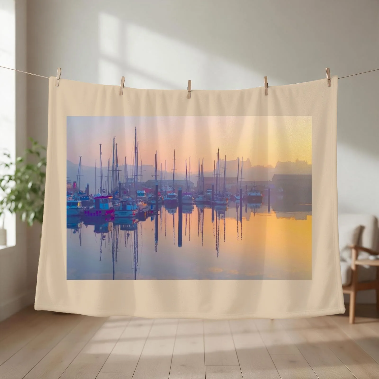 Scarborough Harbour Sunset Throw Blanket Thins funny gift Thermals For Travel Blankets For Baby Blankets