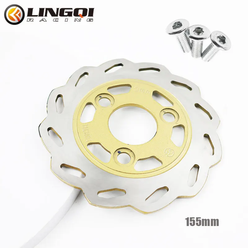 

LING QI Motorcycle Pit Dirt Bike Brake Rotors Discs Floating Plate 155mm 3 Hole Universal for Most Off-Road Motocross Parts