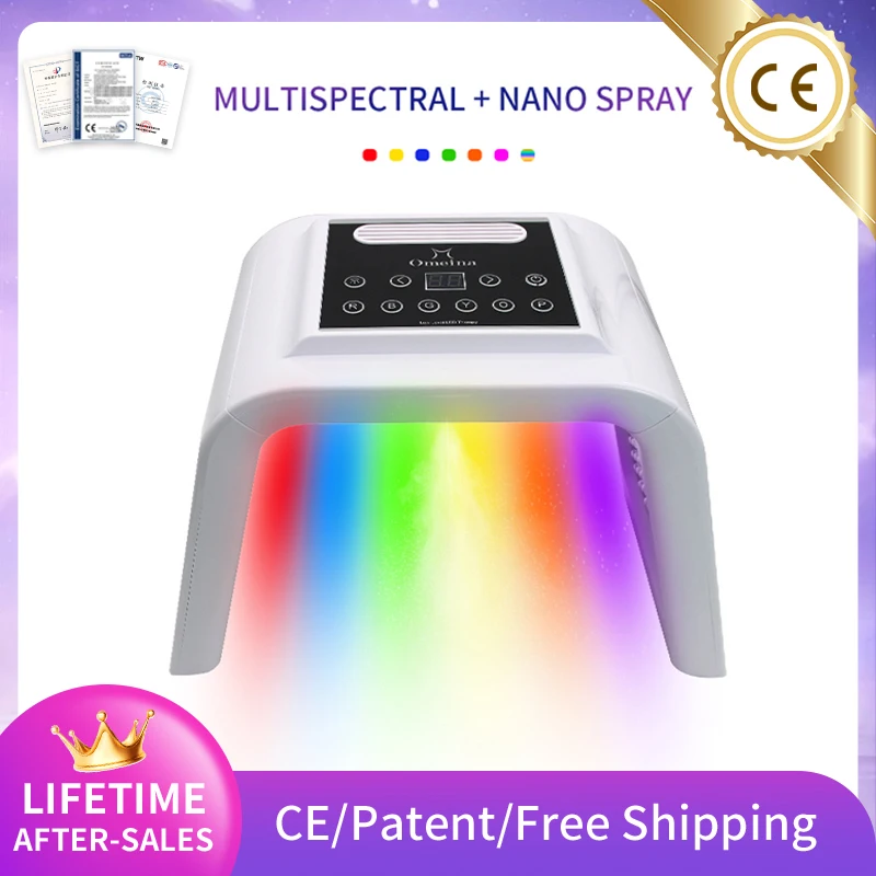 เครื่องมือหน้ากากปิดหน้า LED สเปรย์เย็นสปาหน้าสี7In1มีหลายสี PDT ยกกระชับใบหน้า Spectrometer ฟื้นฟูผิวต่อต้านการรักษาสิว