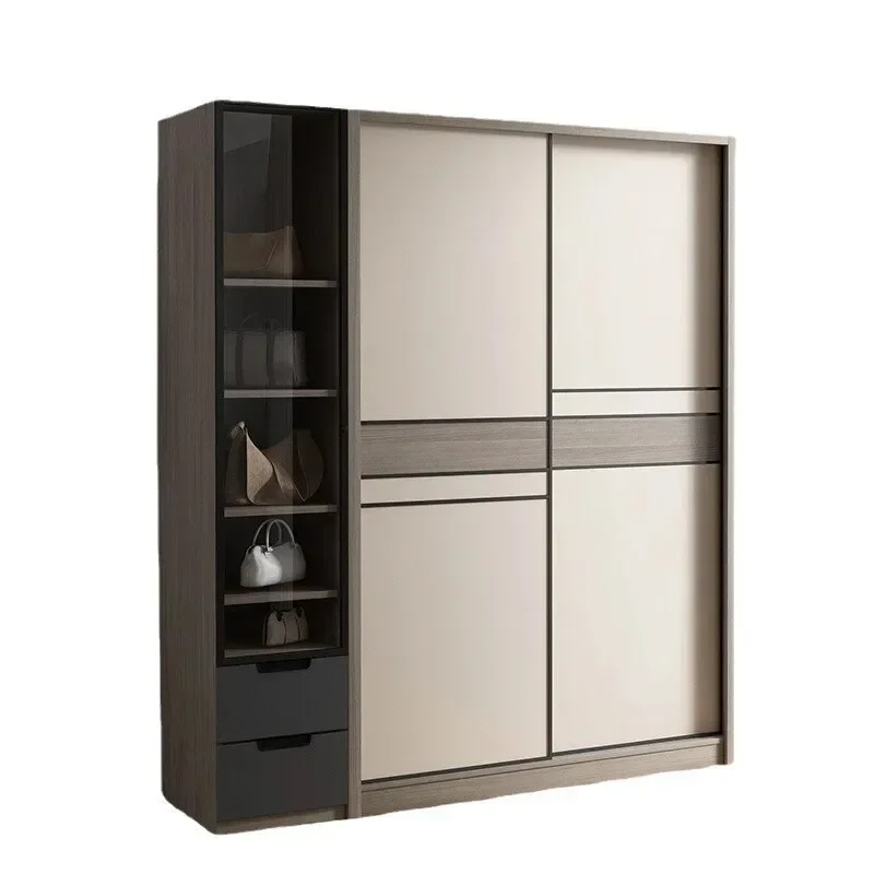 Modern simple two-door three-door wardrobe, Nordic bedroom multi-size sliding door wardrobe