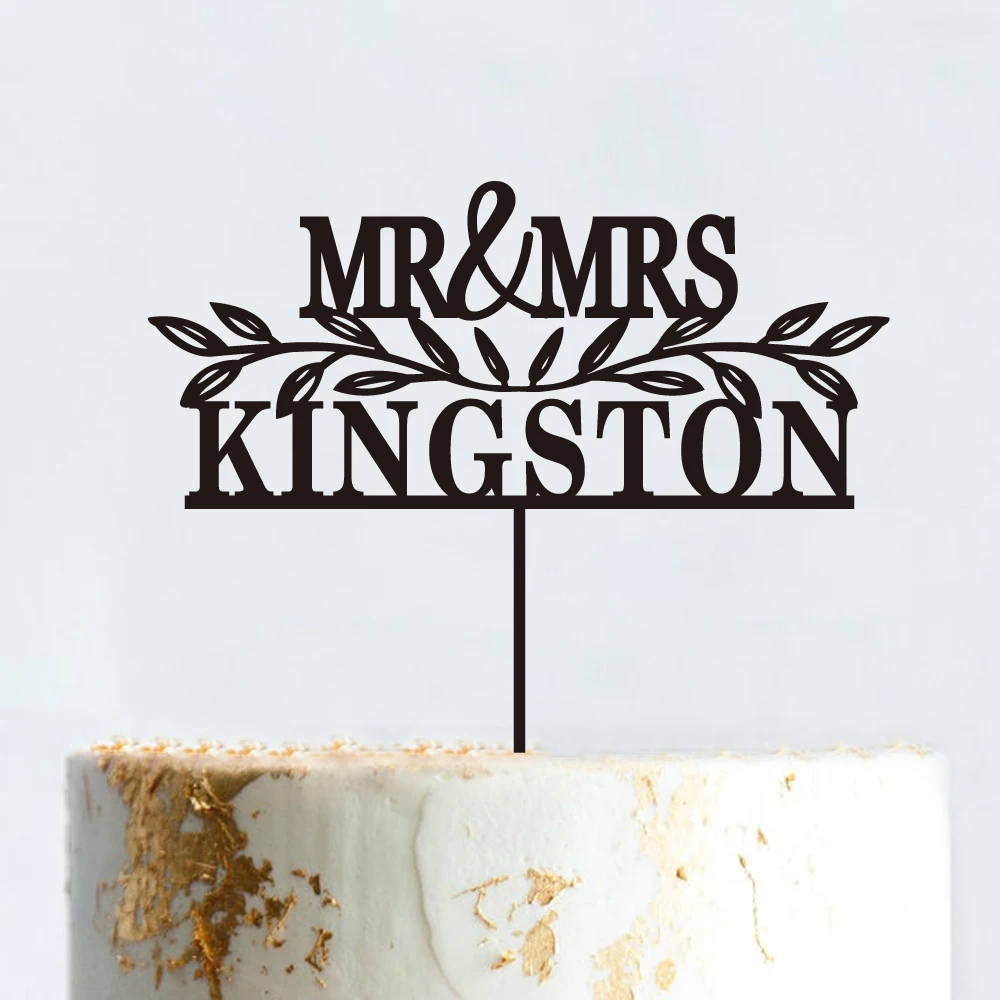 Personalisierte Mr. und Mrs. Tortendekoration für Jubiläen, Rustikaler Goldener Hochzeitstorten-Aufsatz, Blumen-Tortendekoration
