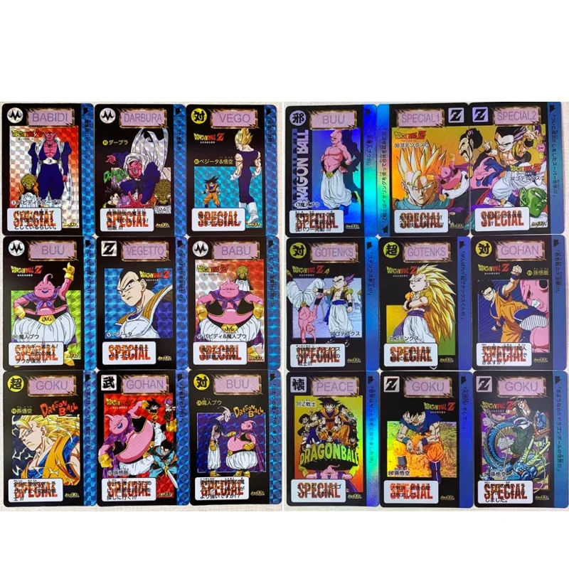 DIY Dragon Ball Z Super Barcode Wars Fat Majin Buu1-2 Issue Plaid Flash Card Babidi Vegeta Son Goku Vegito Game Collection Card