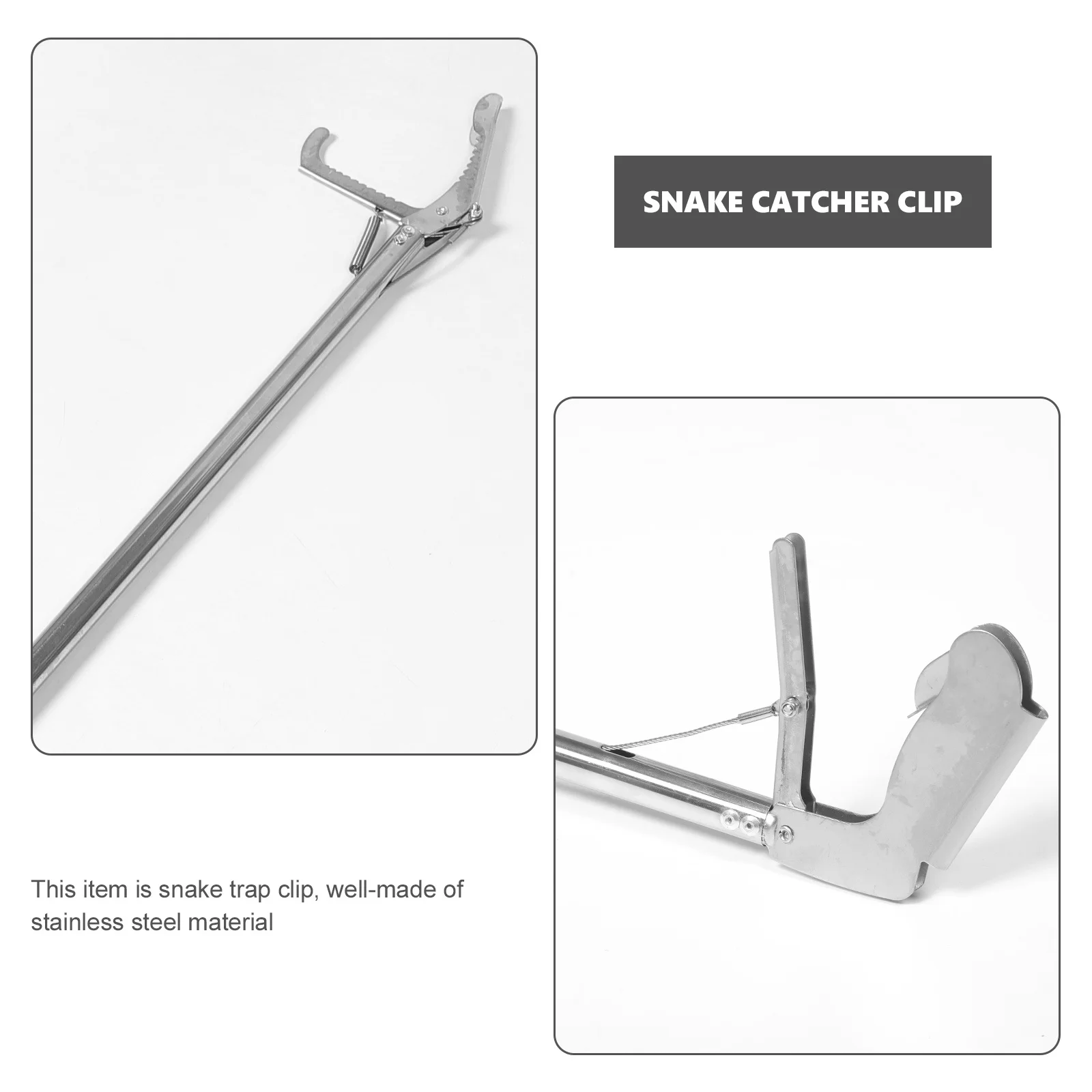 

Stainless Steel Snake Trap Clip Practical Safe Lightweight Portable Multipurpose Reptile Grabber Tongs Snake Catcher Clip