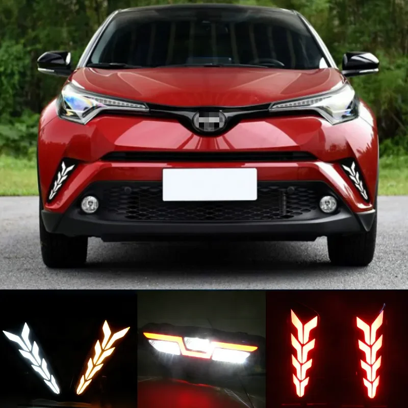 1Set LED DRL For Toyota C-HR CHR 2016 2017 2018 2019 Daytime Running Light Rear Tail bumper Fog Lamp Brake light Warning light