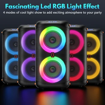 T27 Wireless Bluetooth Speaker, Karaoke Machine with 2 Microphone, Home Karaoke Party Speaker with Led Light 4